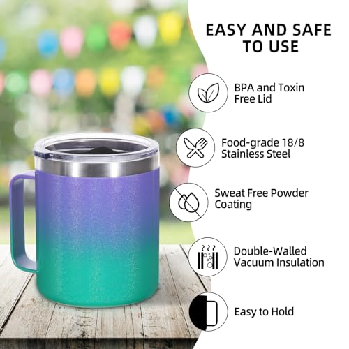 14oz Insulated Stainless Steel Coffee Mug with Lid Bulk 4 Pack (4 Count)