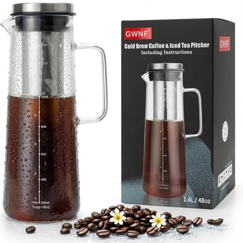 48oz Glass Cold Brew Coffee Maker & Iced Tea Pitcher