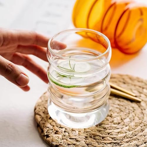 2 Pcs Drinking Glasses with Glass Straw 14oz Glassware Set (2 Count)