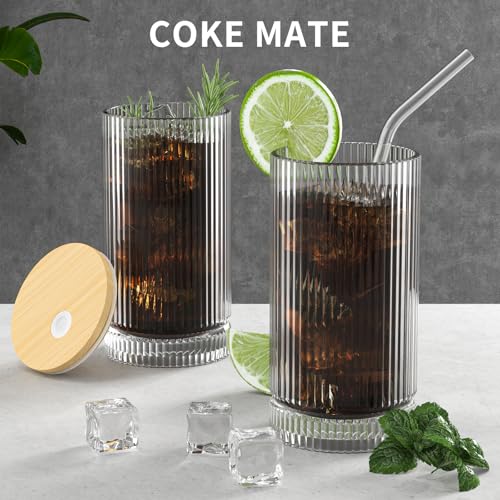 15 Oz Glass Cups with Lid and Straw (2 Count)
