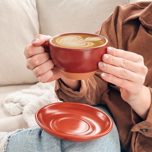 Ceramic Latte Art Mug With Saucer