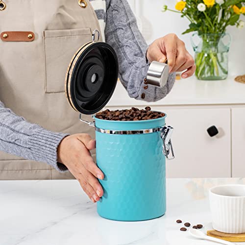 Coffee Canisters Airtight Coffee Bean Storage Container Kitchen Stainless Steel Food Storage Container with Scoop Date Tracker & CO2 Valve 61Fl Oz (60.8652 Fl Oz)