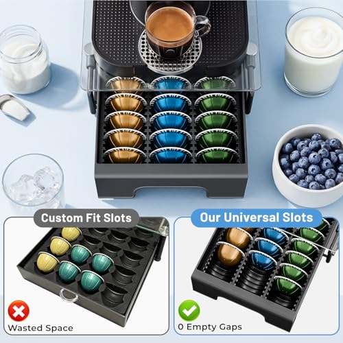 Crystal Tempered Glass Organizer Drawer Holder Compatible with Nespresso Vertuo Capsules