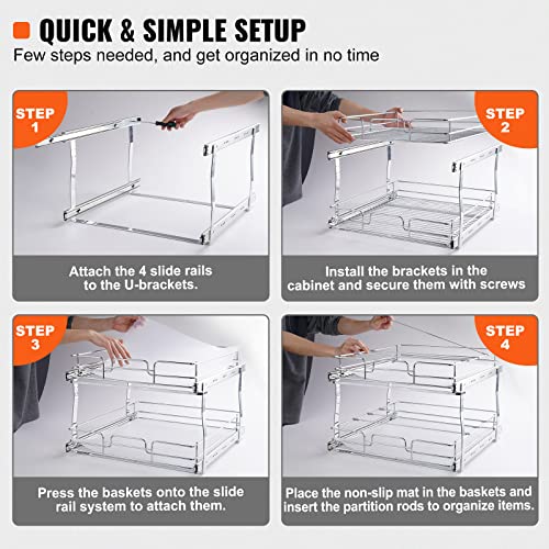 2 Tier 20"Wx21.2"Dx15.2"HPull Out Cabinet Organizer