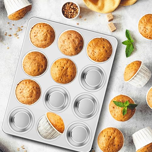 Stainless Steel Muffin Cupcake Pans 12