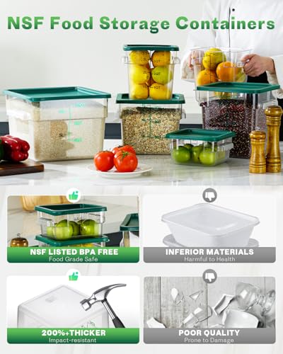 2&4QT NSF Food Storage Containers with Lids (4 Count)
