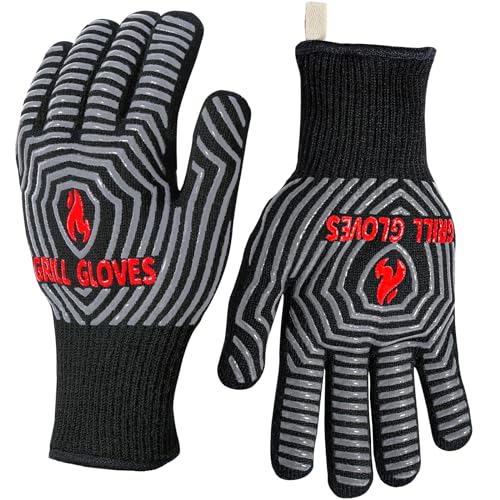 BBQ Gloves 1472°F Heat Resistant Grilling Gloves Silicone Non (2 Count)
