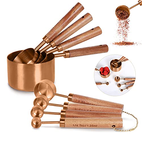 Collection 8 Piece Rose Gold Measuring Cups Set and Measuring Spoons