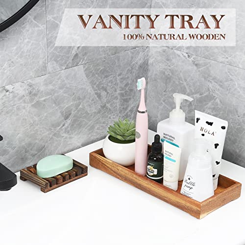 Wooden Rectangle Storage Tray with Soap Dish