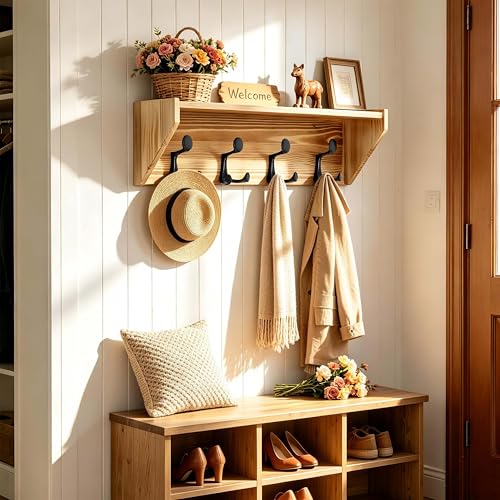 Wall Shelf with Hooks