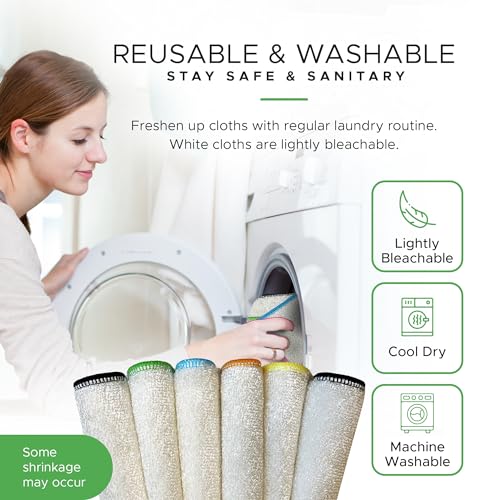 Dishcloths Kitchen Dishrag Cleaning Scrub Reusable 6pk 9x9in