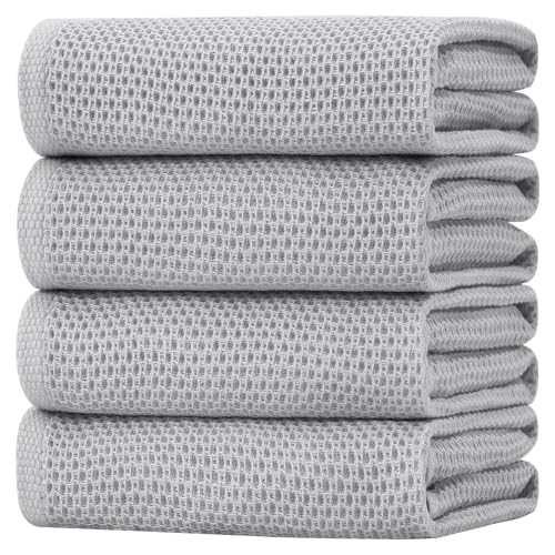 100% Cotton Oversized Waffle Weave Kitchen Towels 4 (4 Count)