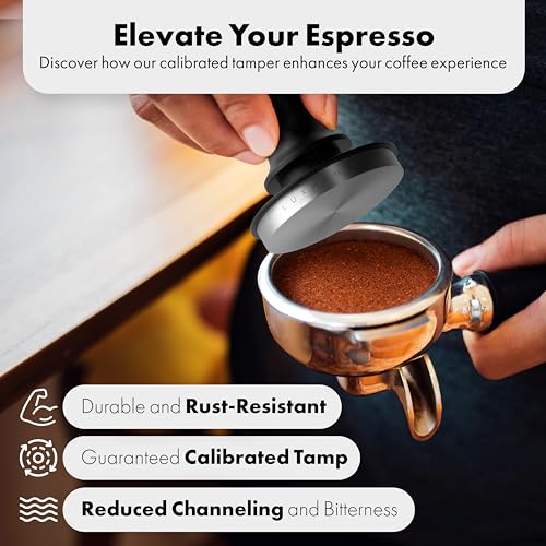 53mm Calibrated Level Tamper for Espresso Machine with Spring Loaded 100% Flat Stainless Steel Base