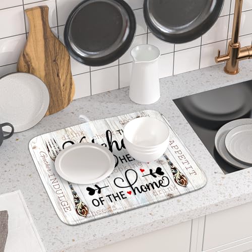 16"x18" Dish Drying Mat The Kitchen is The Heart of The Home
