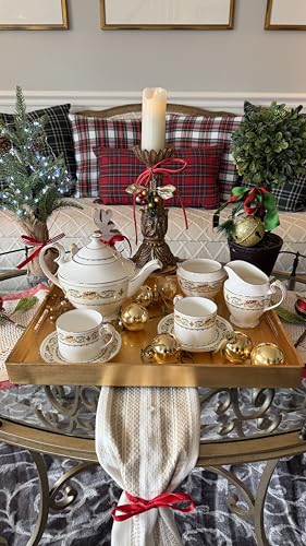7 Pieces Porcelain Bone China Tea Sets Gold Rim Coffee Set British Tea Cups and Saucers