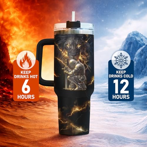 Christian Lion Faith 40 oz Tumbler with Handle