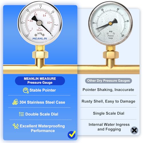 30inHG~0Psi Vacuum Gauge Stainless Steel 1