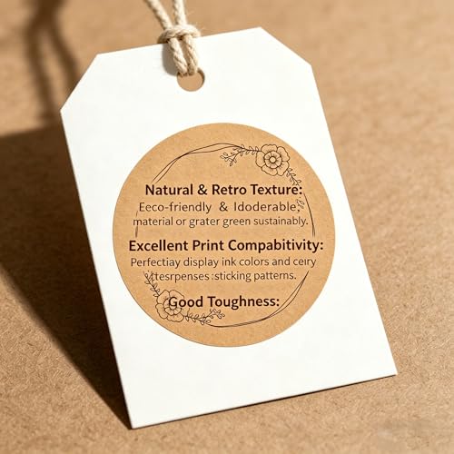 Custom Stickers Kraft Paper Labels Personalized Withe Text (100 Count)