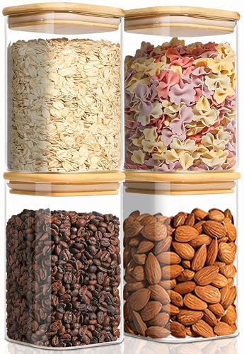 1.2Qt Square Glass Jars (4 Count)