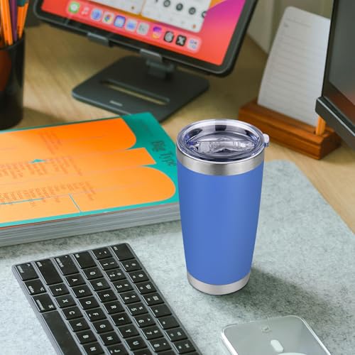 20 oz Tumbler Stainless Steel Tumblers Bulk with Lid Double Wall Insulated Coffee Tumbler Cups for Hot & Cold Drinks Powder Coated Travel Coffee Tumbler Mug Metal (6 Count)