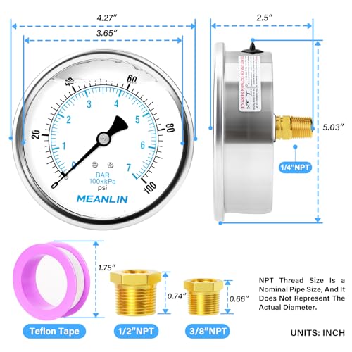 0~100Psi Stainless Steel 1