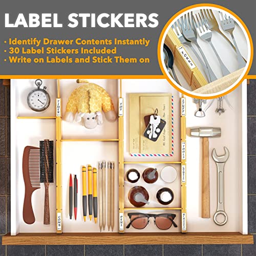 Bamboo Drawer Dividers with Inserts and Labels
