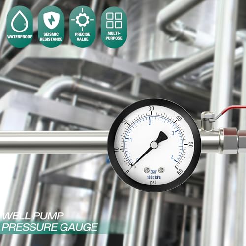 0 60PSI Well Pump Pressure Gauge 2" Dial Size