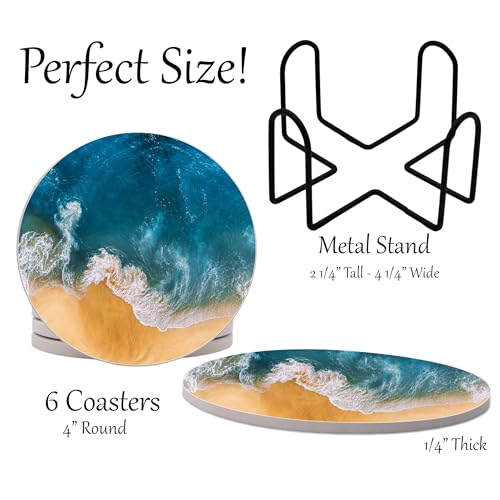 Ocean Coastal Theme Round Coasters Set of 6