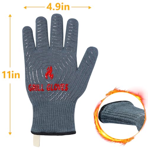 BBQ Gloves Oven Gloves 1472℉ Extreme Heat Resistant (2 Count)