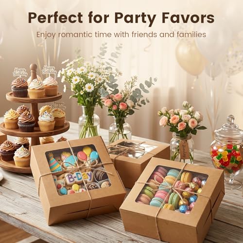 6x6x3Inch Cupcake Boxes with Window (50 Count)