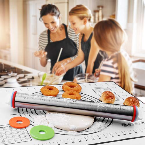 Rolling Pin and Pastry Baking Mat Set