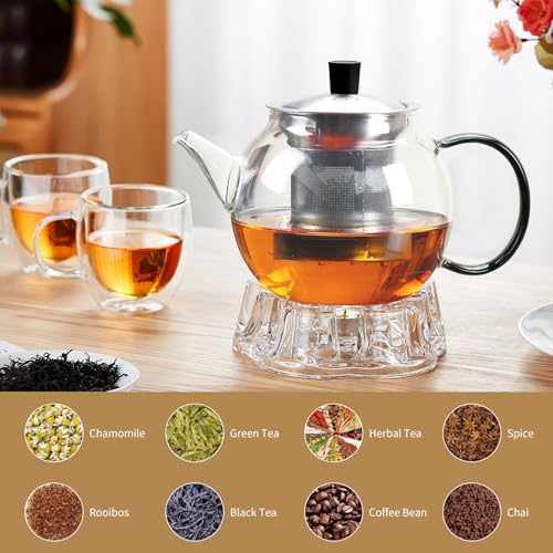 28OZ Glass Teapot with Infuser Stovetop Safe