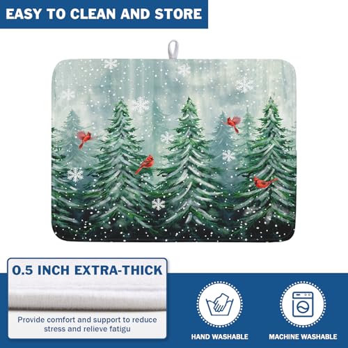 Winter Pines Tree Dish Drying Mats for Kitchen Counter