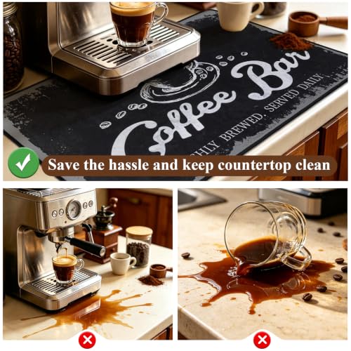 Coffee Mat 2 Pack 12x19 Inch Absorbent Non (2 Count)