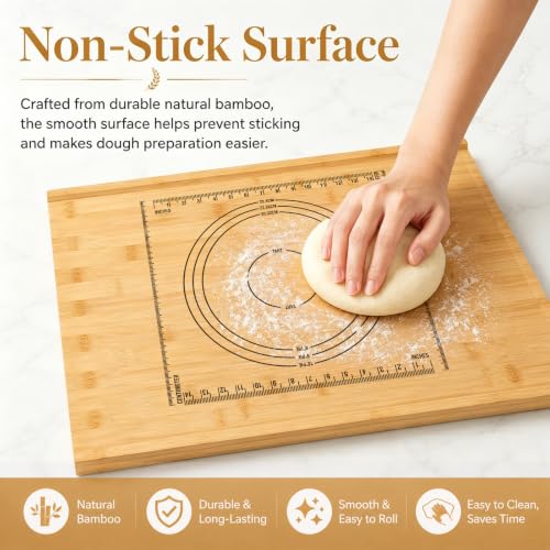 Extra Large Wooden Pastry Board 24 x 22.8 Inch Dough Rolling Board
