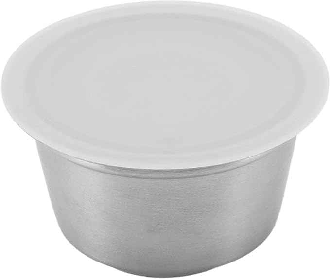 Refillable Coffee Capsule, Stainless Steel Reusable Coffee Pod, High Temperature with Food Grade Silicone Lid for Machines, Includes Scoop and Brush (White)