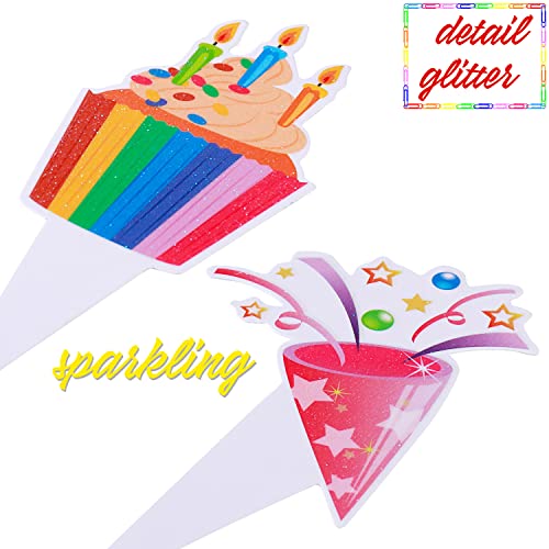 48pcs Happy Birthday Cupcake Toppers Colorful Birthday Cupcake Picks Decorations for Boy Girl Birthday Party Supplies (48 Count)
