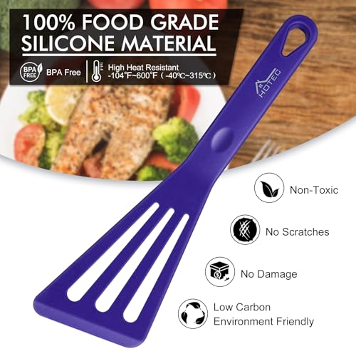 600℉ Heat Resistant Silicone Slotted Fish Turner Spatula Set (2 Count)