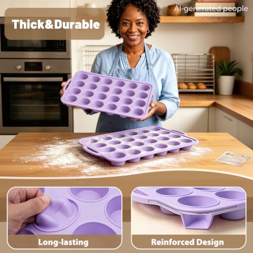 Purple Mini Silicone Muffin Molds (2 Count)
