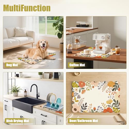 Scalloped Cute Coffee Bar Mat for Countertop