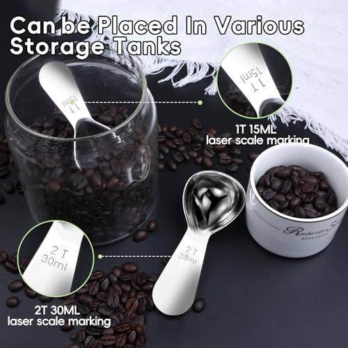 Coffee Scoop 1&2 Tablespoon Measuring Spoons for Ground Coffee 18 (2 Count)