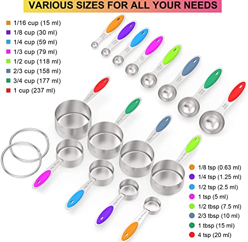 Stainless Measuring Cups and Spoons Set with Silicone Handle