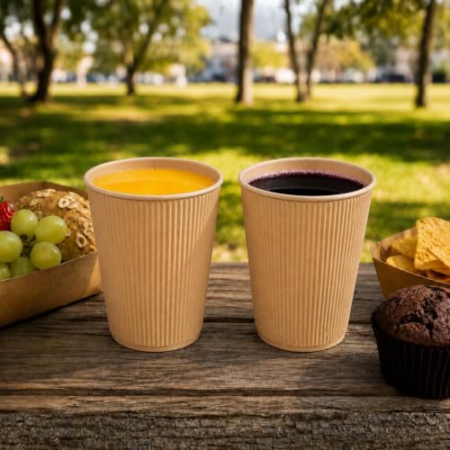 Ripple Wall Coffee Cup 500 Count 12 Ounce Insulated Hot Beverage Cup Disposable Non