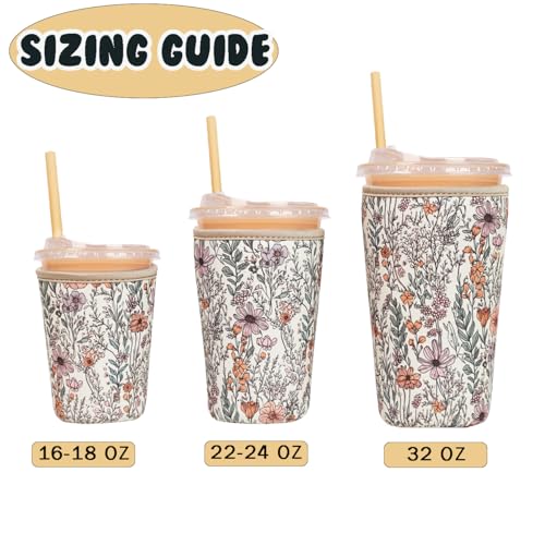 Reusable Insulated Neoprene Iced Coffee Cup Sleeve (3 Count)