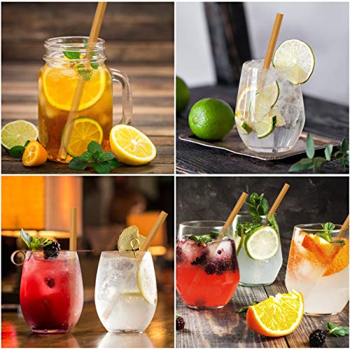 600pcs Sugarcane Straws Disposable 8 Inch Plasticless Sturdy Smoothie Straws Not Foggy Compatible with All Lid Types (200 Count)