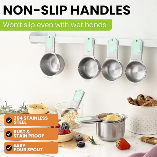 Magnetic Stainless Steel Measuring Cups Set of 7 Patented (7 Count)
