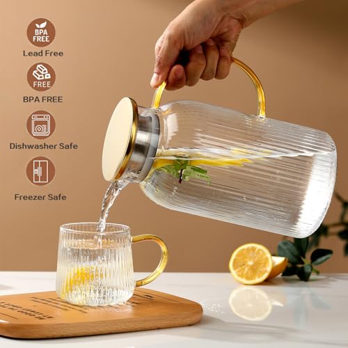 68 oz 2 Liter Glass Pitcher with Lid