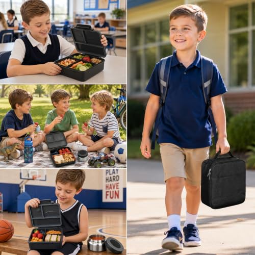 Bento Lunch Box for Kids with 8oz Soup Thermo&Lunch Bag