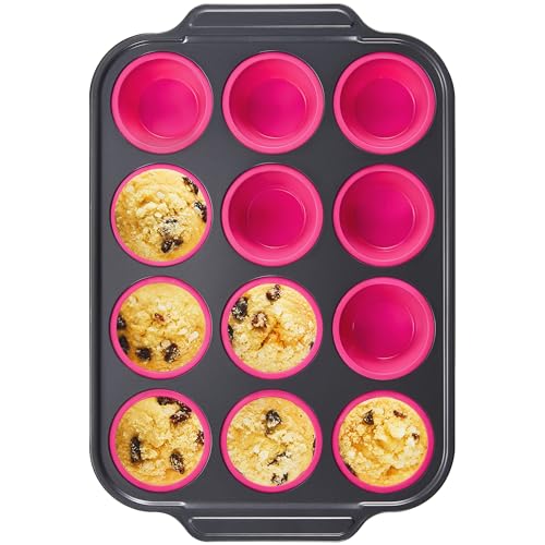 Silicone Muffin Pans for Baking with Metal Frame