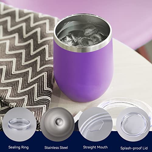 Stainless Steel Wine Tumbler Bulk with Lid (4 Count)